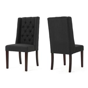 Best Selling Home Decor Pensacola Fabric Dining Chair - Black - Set of 2