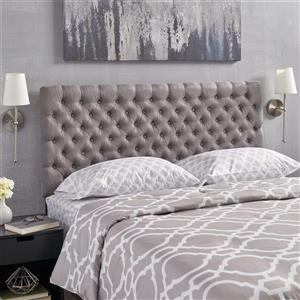 Tête de lit en tissu capitonné Rutherford de Best Selling Home Decor, très grand lit, gris