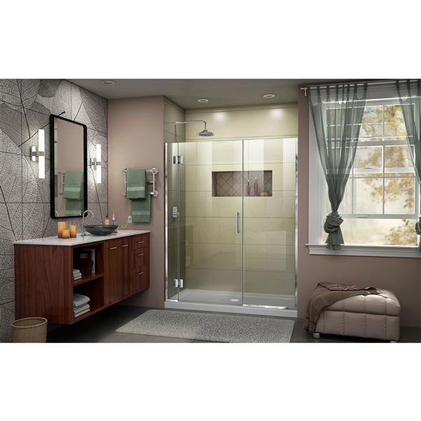 Porte de douche pivotante Unidoor-X DreamLine, 57-57,5 po x 72 po, chrome