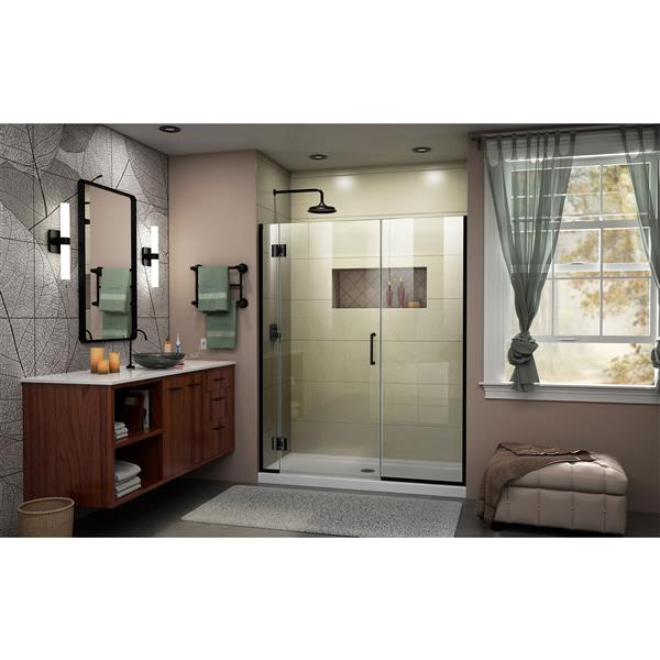 Porte de douche Unidoor-X DreamLine, 60-60,5 po x 72 po, 1 porte, noir