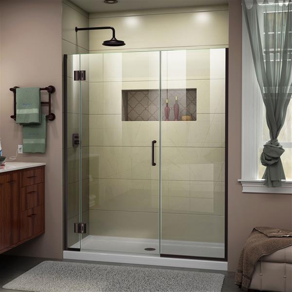 DreamLine Unidoor-X Single Shower Door - 60.5-in x 72-in - Bronze