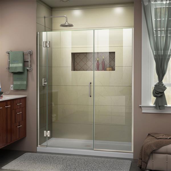 Porte de douche Unidoor-X DreamLine, 45-45,5 po x 72 po, nickel brossé