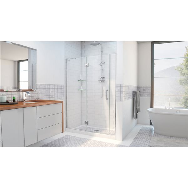 Unidoor-X 40 1/2-41 x 72 Frameless Hinged 10mm Pivot Shower Door in Chrome