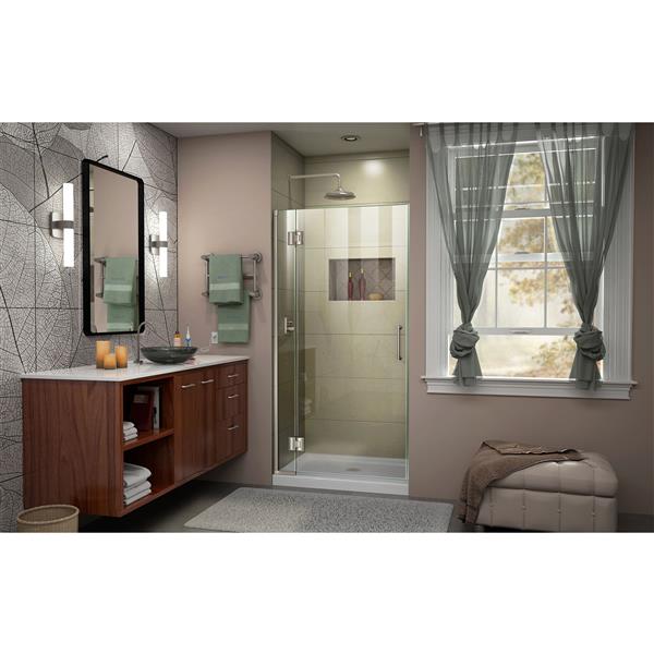 DreamLine Unidoor-X Shower Door - 34-in x 72-in - Brushed Nickel