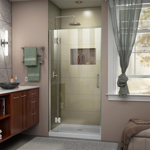 DreamLine Unidoor-X Single Shower Door - 36-in x 72-in - Brushed Nickel