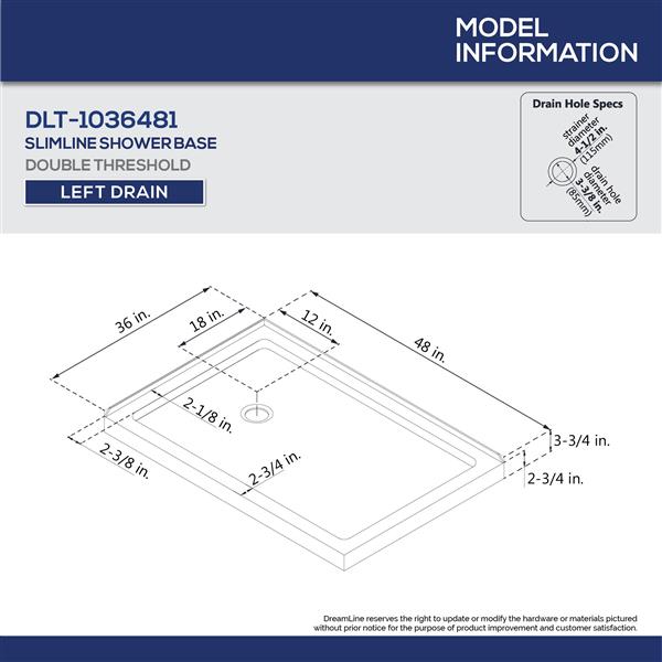 DreamLine SlimLine 36-in x 48-in Black Rectangle Corner Shower Base