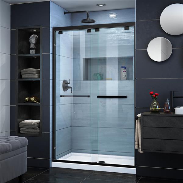 DreamLine Encore Alcove Shower Kit - 32-in x 48-in - Center Drain - Black