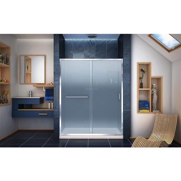 DreamLine Infinity-Z Alcove Shower Kit - 30-in x 60-in - Center Drain - Chrome