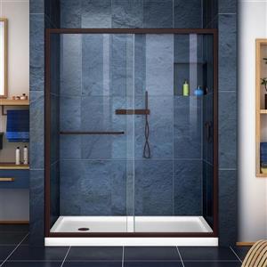 DreamLine Infinity-Z Alcove Shower Kit - 32-in x 60-in - Left Drain - Bronze