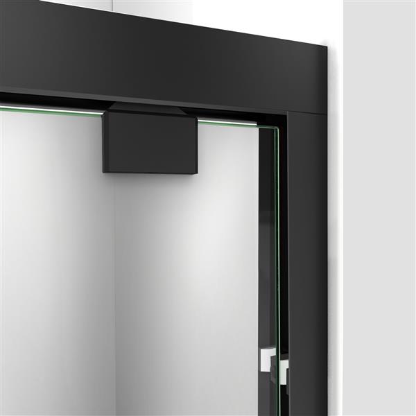 Encore Shower Kit 34 x 48 x 78 3/4 Bypass 8mm Shower Door in Satin Black and Center Drain Black Base