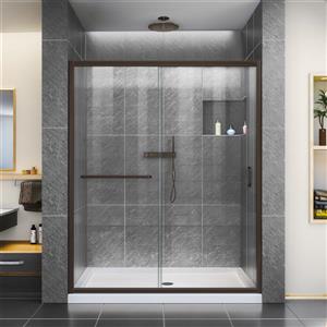 Base et porte de douche Infinity-Z de DreamLine, 36 po x 60 po, bronze huilé