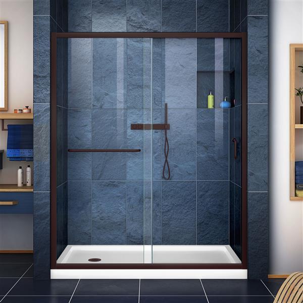 DreamLine Infinity-Z Alcove Shower Kit - 30-in- Left Drain - Dark Bronze