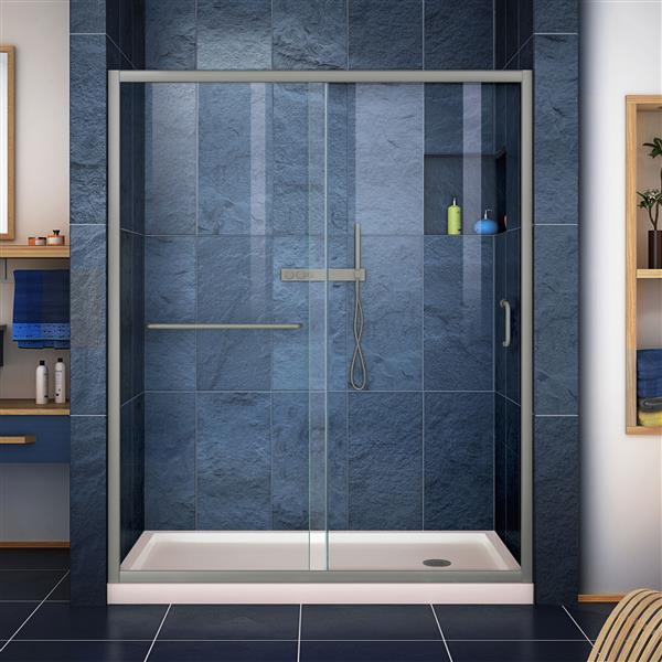 DreamLine Infinity-Z Alcove Shower Kit - Glass Panels - 36-in - Center ...