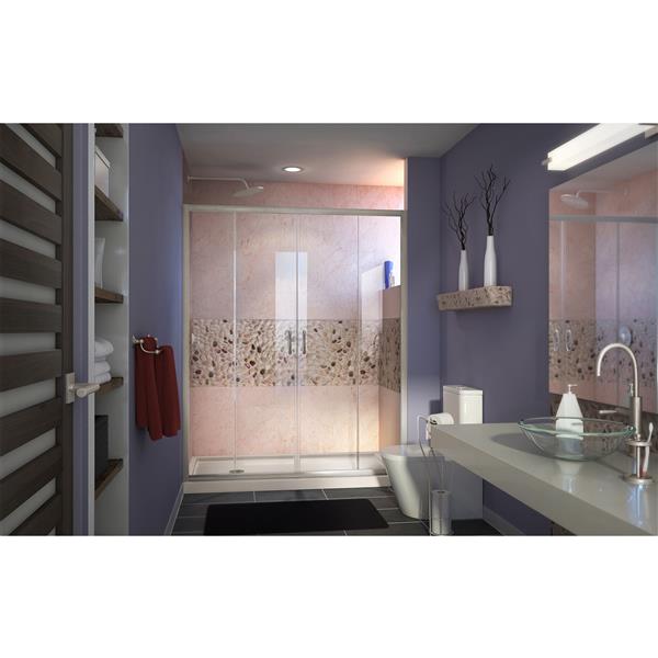 DreamLine Visions Alcove Shower Kit - 34-in x 60-in - Left Drain - Nickel