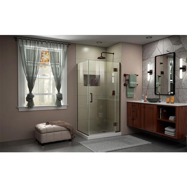 DreamLine Unidoor-X Shower Enclosure - 3-Panel - 29.38-in - Bronze