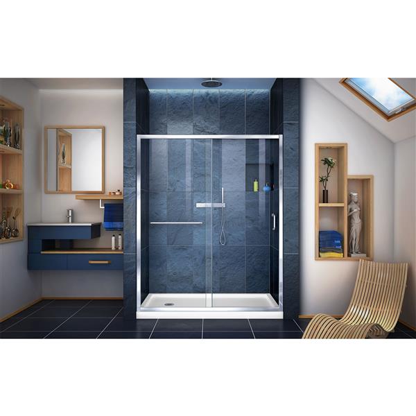 DreamLine Infinity-Z Alcove Shower Kit - 34-in x 60-in - Glass Panels - Chrome