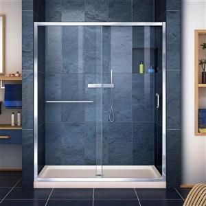 DreamLine Infinity-Z Alcove Shower Kit - 36-in x 60-in - Center Drain - Chrome