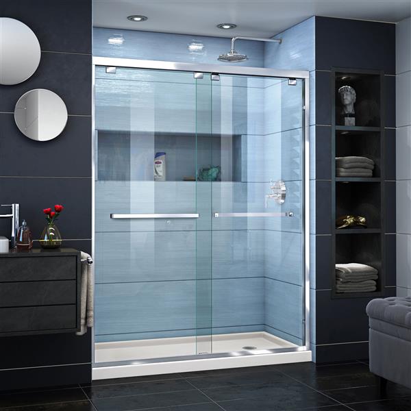 DreamLine Encore Alcove Shower Kit - 36-in - Semi-Frameless - Chrome
