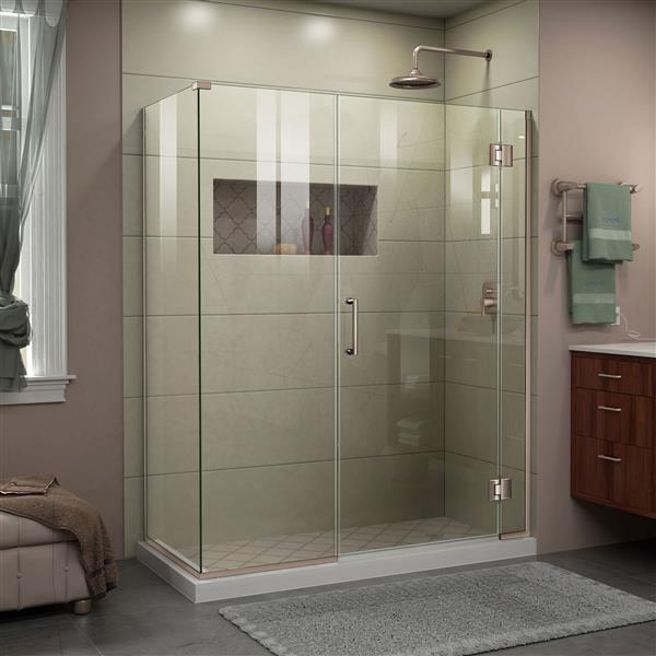DreamLine Unidoor-X Shower Enclosure - 4 Glass Panels - 51.5-in - Nickel