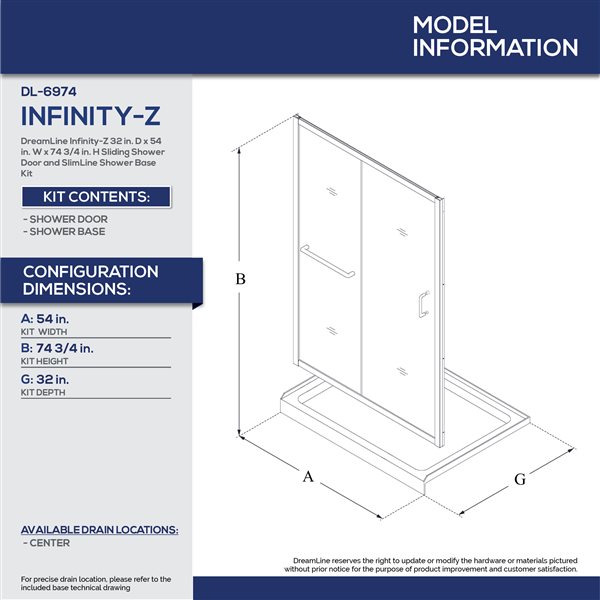Infinity-Z Shower Kit 36 x 60 x 74 3/4 Semi-Frameless Sliding Clear Shower Door in Oil Rubbed Bronze with Left Drain White Base