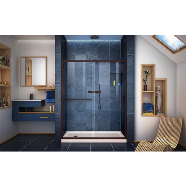 DreamLine Infinity-Z Alcove Shower Kit - 30-in x 60-in - Left Drain - Bronze