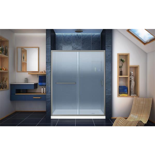 DreamLine Infinity-Z Alcove Shower Kit - 34-in x 60-in - Acrylic Base - Nickel