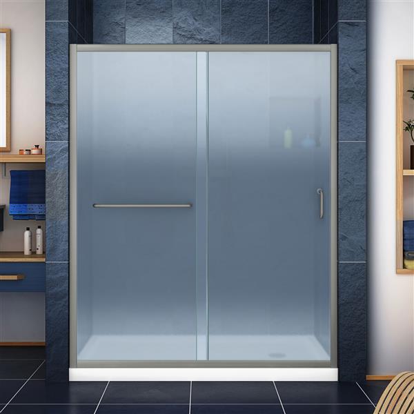 DreamLine Infinity-Z Alcove Shower Kit - 34-in x 60-in - Acrylic Base - Nickel