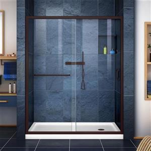 Ensemble de douche Infinity-Z de DreamLine, 34 po x 60 po, cadre bronze