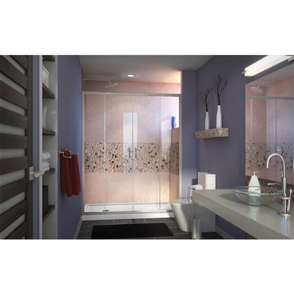 DreamLine Visions Alcove Shower Kit - 34-in- Left Drain - Brushed Nickel