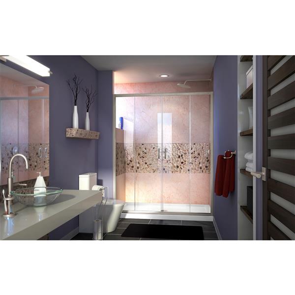 DreamLine Visions Alcove Shower Kit - 32-in x 60-in- Center Drain - Nickel