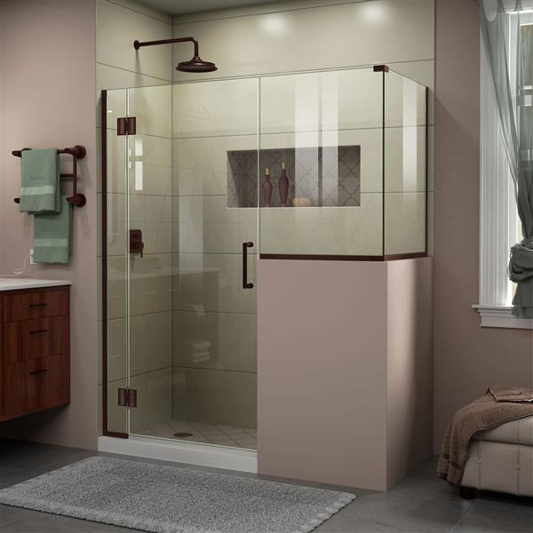 DreamLine Unidoor-X Shower Enclosure - Hinged Door - 59-in - Bronze