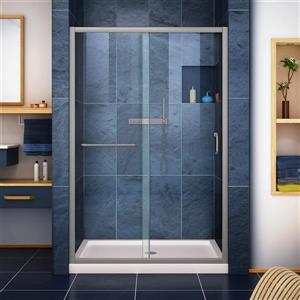DreamLine Infinity-Z Alcove Shower Kit - 36-in - Center Drain - Nickel