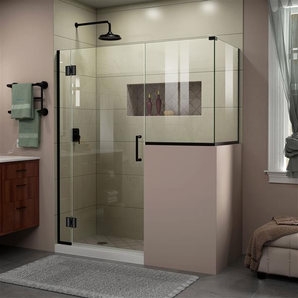 DreamLine Unidoor-X Shower Enclosure - 4 Glass Panels - 59-in - Black