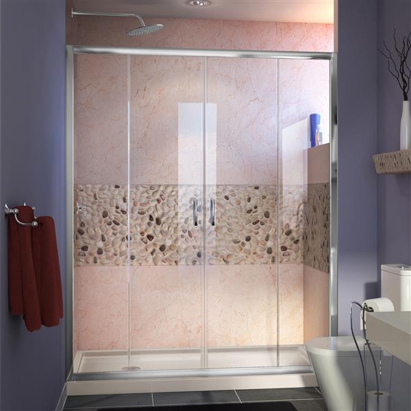 DreamLine Visions Alcove Shower Kit - 34-in x 60-in- Glass Panels - Chrome