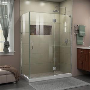 Cabine de douche en verre Unidoor-X DreamLine, 3 panneaux sans cadre, 48,38 po x 34 po x 72 po, chrome