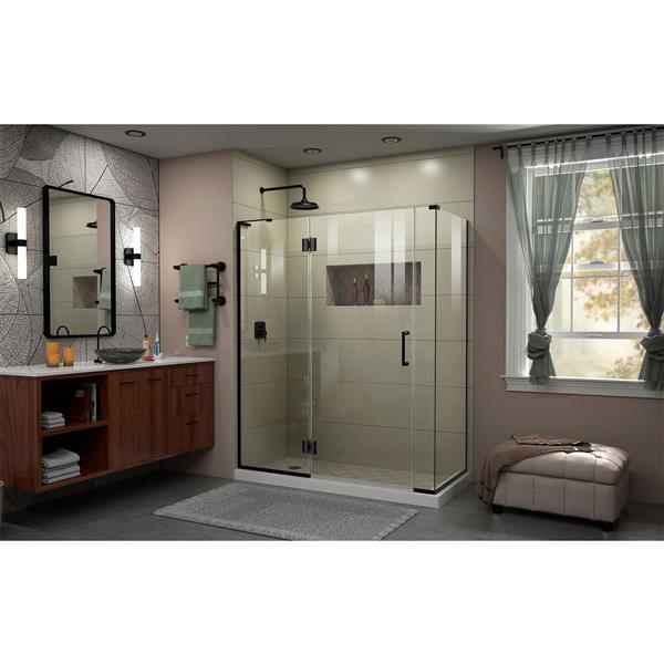 DreamLine Unidoor-X Shower Enclosure - 4 Panels - 60-in x 30.38-in x 72-in - Satin Black