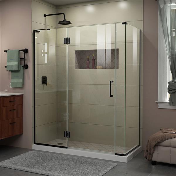 DreamLine Unidoor-X Shower Enclosure - 4 Panels - 60-in x 30.38-in x 72-in - Satin Black