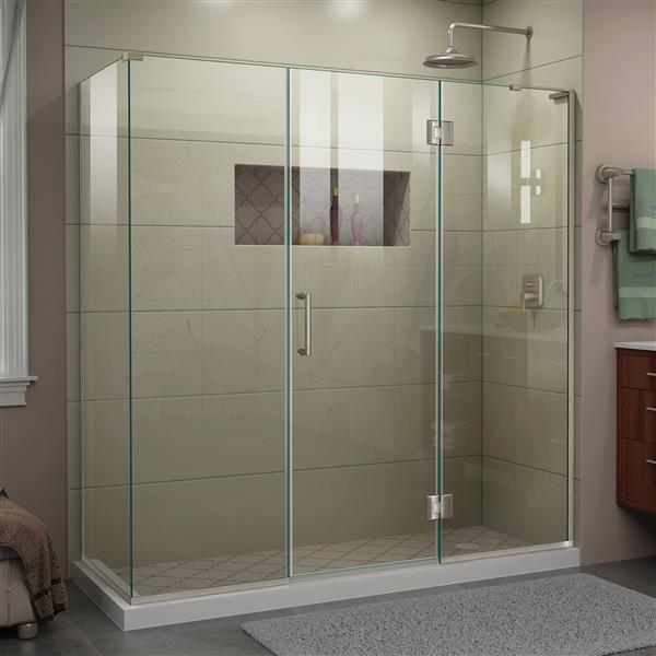 DreamLine Unidoor-X Shower Enclosure - 4 Glass Panels - 69.5-in x 34.38 ...