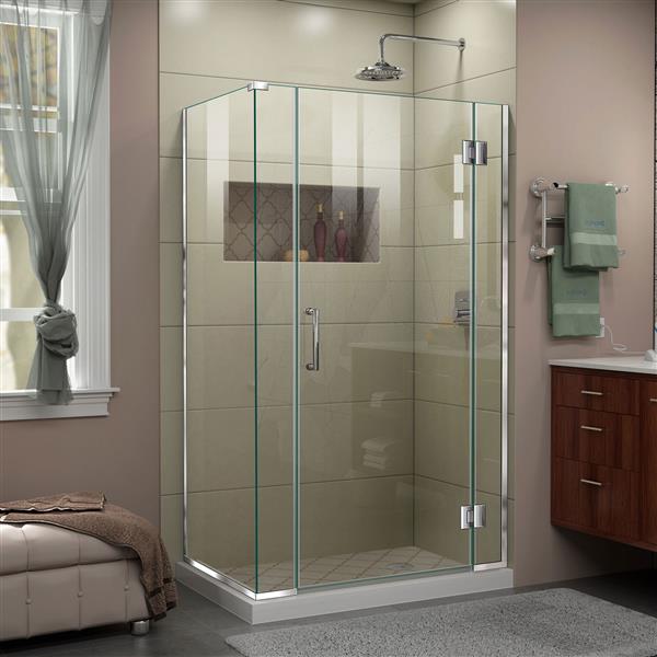 DreamLine UnidoorX Shower Enclosure 4 Glass Panels 40.5in x 34.38