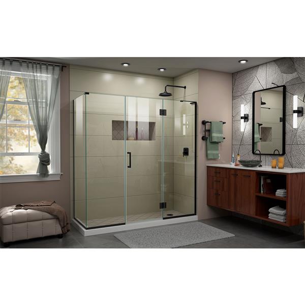 Cabine de douche Unidoor-X DreamLine, 4 panneaux, 70,5 po x 34,38 po x 72 po, noir satiné