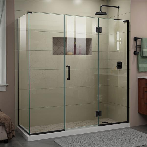 Cabine de douche Unidoor-X DreamLine, 4 panneaux, 70,5 po x 34,38 po x 72 po, noir satiné