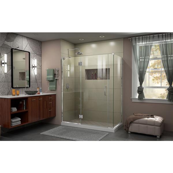 DreamLine Unidoor-X Shower Enclosure - 4 Glass Panels - 58-in x 72-in - Chrome