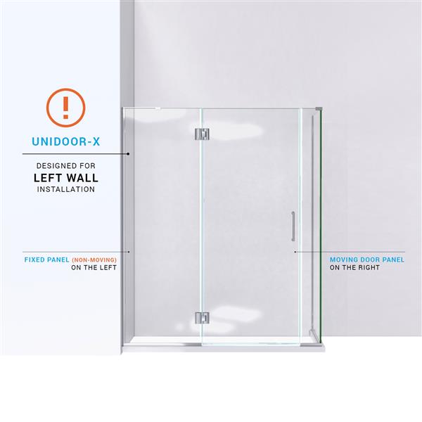 DreamLine Unidoor-X Shower Enclosure - 4 Glass Panels - 58-in x 72-in - Chrome