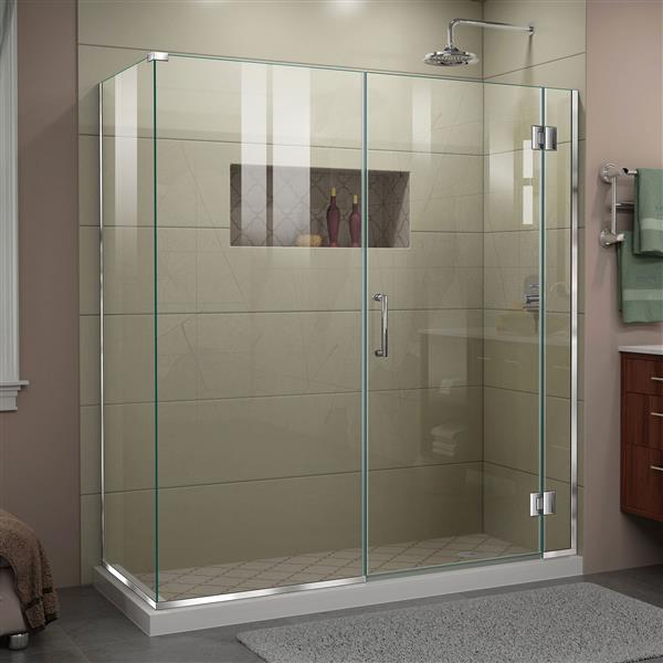 DreamLine Unidoor-X Glass Shower Enclosure - 4-Panel - 64-in x 34.38-in ...