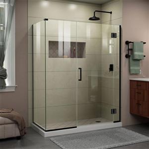 DreamLine Unidoor-X Shower Enclosure - 3 Glass Panels - 46.5-in x 30.38-in x 72-in - Satin Black