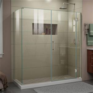 DreamLine Unidoor-X Shower Enclosure - 4 Glass Panels - 63.5-in x 30.38-in x 72-in - Brushed Nickel