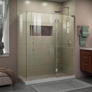 DreamLine Unidoor-X Shower Enclosure - 4 Glass Panels - 59-in x 72-in - Brushed Nickel