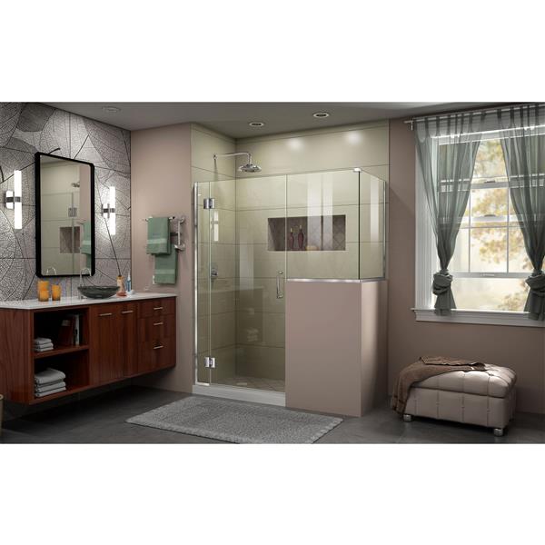 DreamLine Unidoor-X Glass Shower Enclosure - 4-Panel - 59-in x 36.38-in x 72-in - Chrome