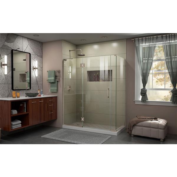 DreamLine Unidoor-X Glass Shower Enclosure - 4-Panel - 59-in x 30.38-in x 72-in - Brushed Nickel
