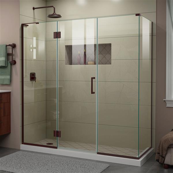 DreamLine Unidoor-X Glass Shower Enclosure - 4-Panel - 69.5-in x 30.38-in x 72-in - Oil Rubbed Bronze